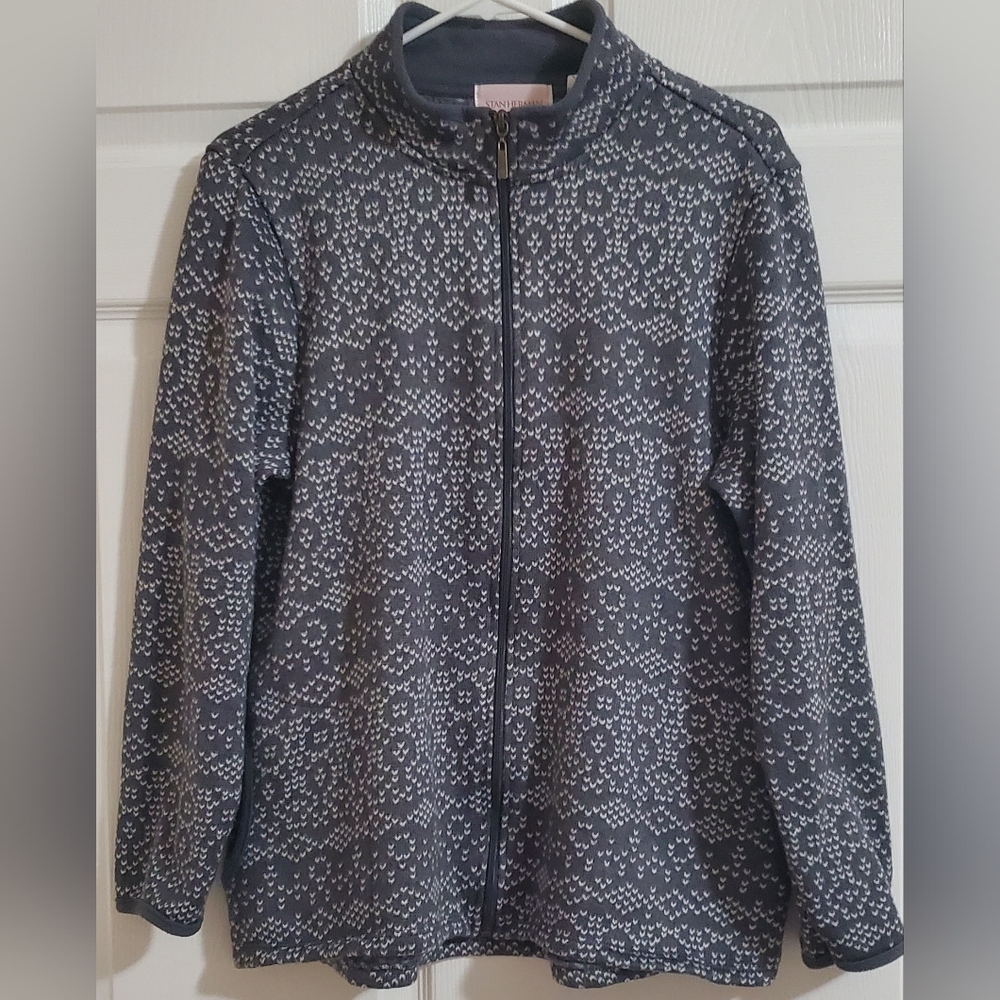 Stan Herman Nordic print Knitted Sweater / Cardigan Gray Size L